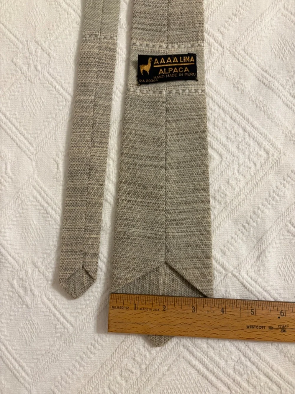 Vintage AAAA LIMA Alpaca Hand Woven Men’s Necktie Beige